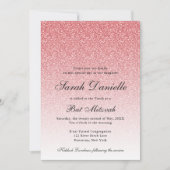 Baby Pink Glitter Glam Bat Mitzvah Kaart (Voorkant)