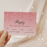 Baby Pink Glitter Glam gepersonaliseerde antwoord<br><div class="desc">Deze mooie antwoordkaart is voorzien van faux glitter en uw aangepaste tekst. Gebruik het sjabloon formulier om uw gegevens toe te voegen. Gebruik de functie Aanpassen om het lettertype en de tekstindeling te wijzigen.</div>