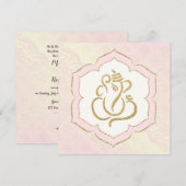 Baby Pink Gold Ganesh Indian Weduwen Kaart (Voorkant / Achterkant)