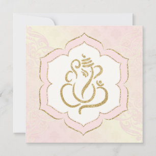 Baby Pink Gold Ganesh Indian Weduwen Kaart