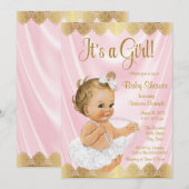 Baby Pink Gold Tutu Pearl Baby shower Kaart (Voorkant / Achterkant)