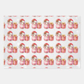 Baby Pink Lambs Christmas Kinder Inpakpapier Vel (Voorkant 3)