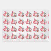 Baby Pink Lambs Christmas Kinder Inpakpapier Vel (Voorkant)