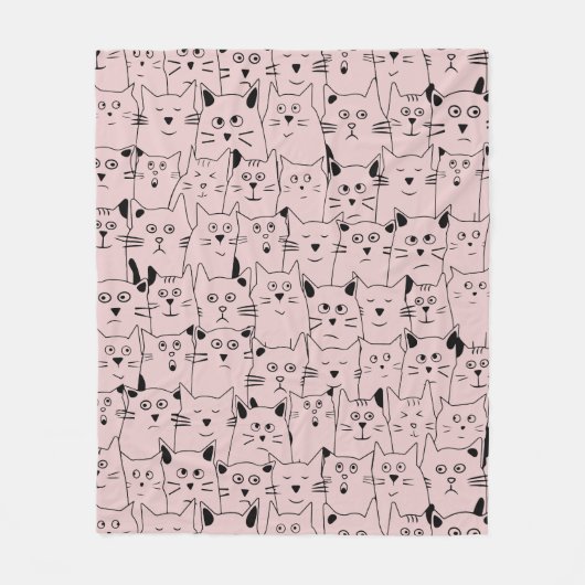 Baby Pink Leuk Verdachte Katten Kattenpatroon Fleece Deken (Voorkant)