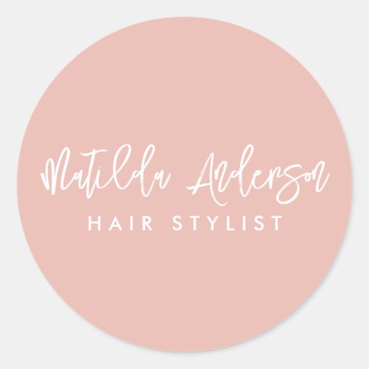 Baby Pink Modern Minimal Elegant Script Ronde Sticker (Voorkant)