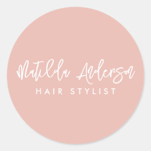 Baby Pink Modern Minimal Elegant Script Ronde Sticker