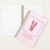 Baby Pink Monogram Initial Name Letter V Planner (Display)
