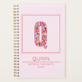 Baby Pink Monogrammed Name Letter Q Planner