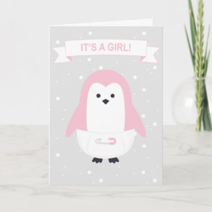 Baby Pink Penguin Kaart
