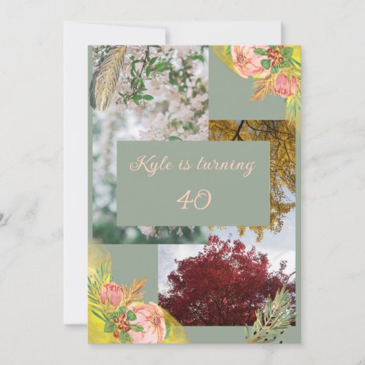 Baby Pink Proteas 40th Kaart (Voorkant)