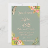 Baby Pink Proteas 40th Kaart (Achterkant)