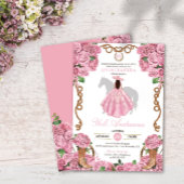 Baby Pink Rose Floral Western Charro Quinceañera Kaart