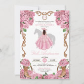 Baby Pink Rose Floral Western Charro Quinceañera Kaart (Voorkant)