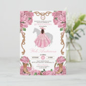 Baby Pink Rose Floral Western Charro Quinceañera Kaart (Staand voorkant)