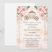 Baby Pink Roses Princess Cinderella Quinceañera Kaart (Voorkant / Achterkant)