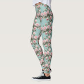 Baby Pink Roses With Sage Green Leaves Leggings (Links)