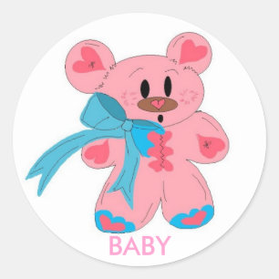 Baby Pink Teddy Bear Ronde Sticker