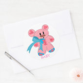 Baby Pink Teddy Bear Ronde Sticker (Envelop)