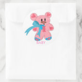 Baby Pink Teddy Bear Ronde Sticker (Tas)