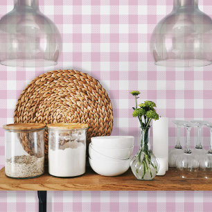 Baby Pink Vichy Gingham Pattern Behang