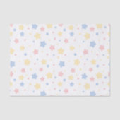 Baby Pink, Yellow, and Blue Stars on White Pattern Tissuepapier (Voorkant)