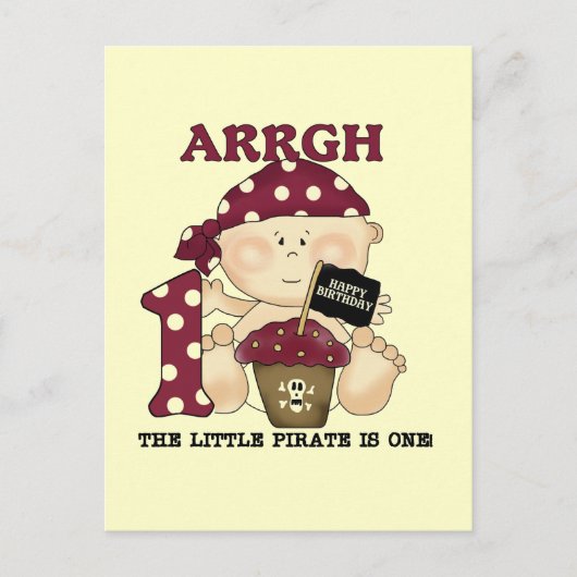 Baby Piraat 1e Verjaardag Tshirts en geschenken Briefkaart (Voorkant)