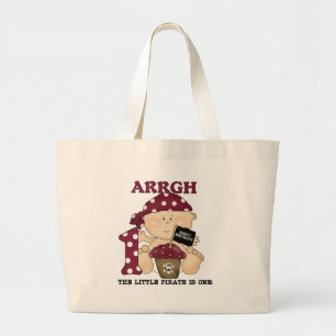 Baby Piraat 1e Verjaardag Tshirts en geschenken Grote Tote Bag