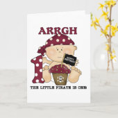 Baby Piraat 1e Verjaardag Tshirts en geschenken Kaart (Gele Bloem)