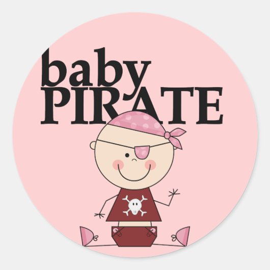 Baby Pirate - Girl Tshirts en Gifts Ronde Sticker (Voorkant)