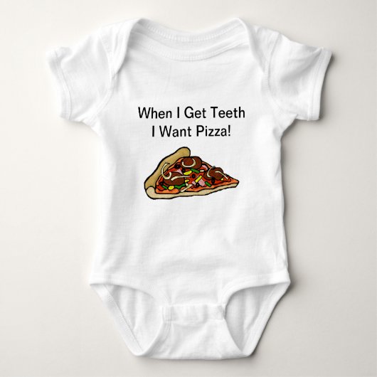 Baby Pizza Shirt - als ik Teth krijg wil ik Pizza (Voorkant)
