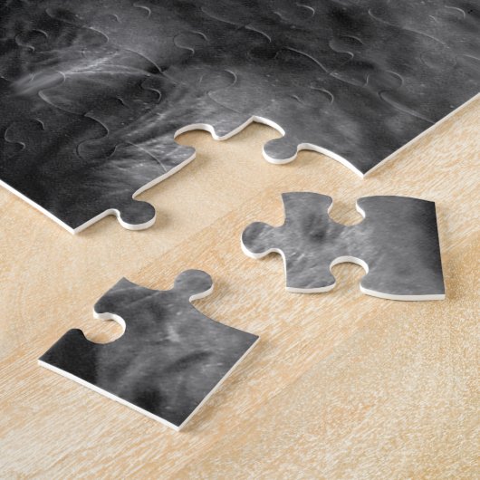 Baby polair Beer met moeder, zwart en wit Legpuzzel (Zijkant)