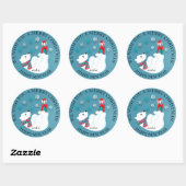 Baby polair Beer spelen op Blauwe kerst Ronde Sticker (Vel)