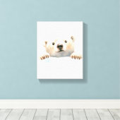 Baby Polar Bear In the Snow Nursery art canvas (Insitu (Houten vloer))
