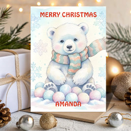 Baby Polar Bear Wonderland Kids Christmas Card Feestdagen Kaart