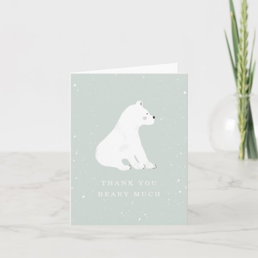 Baby Polar Beer Blue Winter Baby shower Bedankkaart (Voorkant)