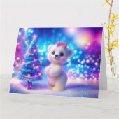 Baby Polar Beer Christmas Fantasy Kaart (Gele Bloem)