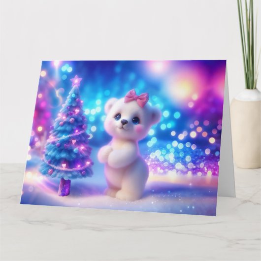 Baby Polar Beer Christmas Fantasy Kaart (Voorkant)