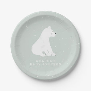 Baby Polar Beer Cub Blue Winter Baby shower Papieren Bordje