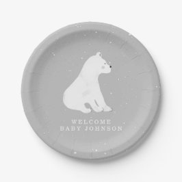 Baby Polar Beer Cub Grey Winter Baby shower Papieren Bordje