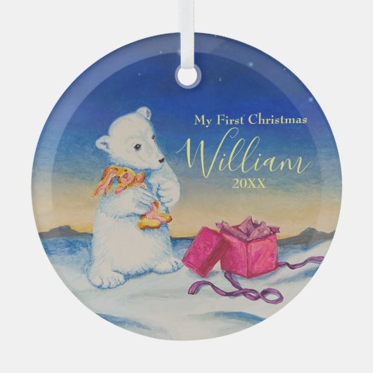 Baby Polar Beer Eerste Baby kerst Glas Ornament (Voorkant)