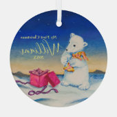 Baby Polar Beer Eerste Baby kerst Glas Ornament (Achterkant)