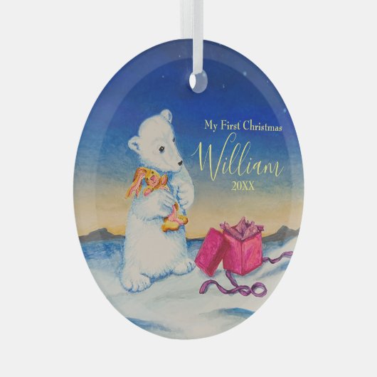 Baby Polar Beer Eerste Baby kerst Glas Ornament (Voorkant Rechts)