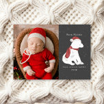 Baby Polar Beer kerstfotofeestkaart Feestdagenkaart<br><div class="desc">Illustratie van baby pinguïn met een kersthoed en bijbehorende sjaal. Pas de naam,  het jaar,  en de foto aan.</div>
