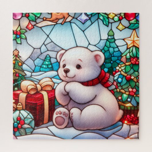 Baby Polar beer met kerst Legpuzzel (Verticaal)