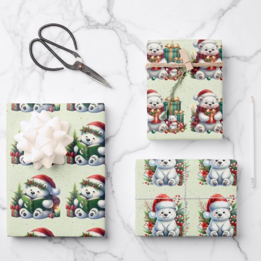 Baby Polar Beren Kerst Kinder Inpakpapier Vel (Voorkant)