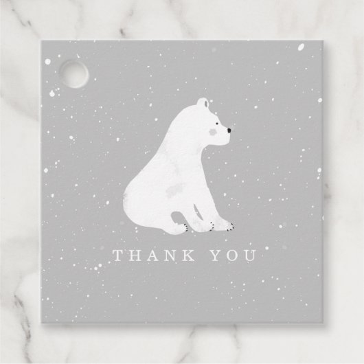 Baby Polar Beren welp wintergrijs Baby shower Bedankjes Labels (Voorkant)