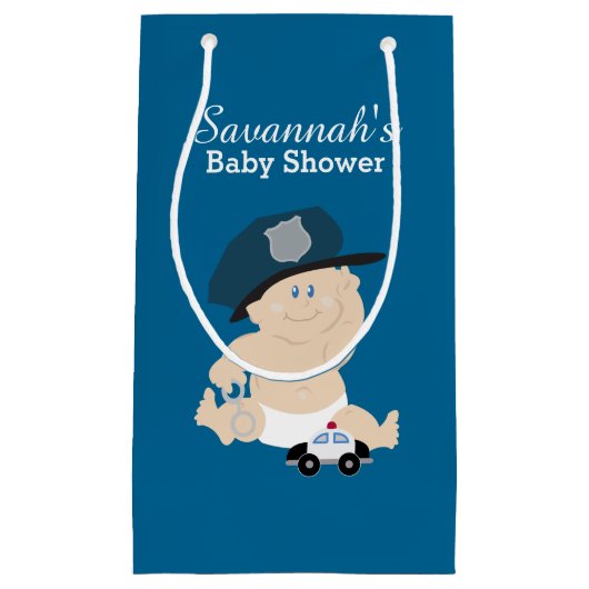 Baby politieagent Baby shower geschenktas Klein Cadeauzakje (Voorkant)