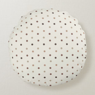Baby polka dot patroon in bruine tinten rond kussen