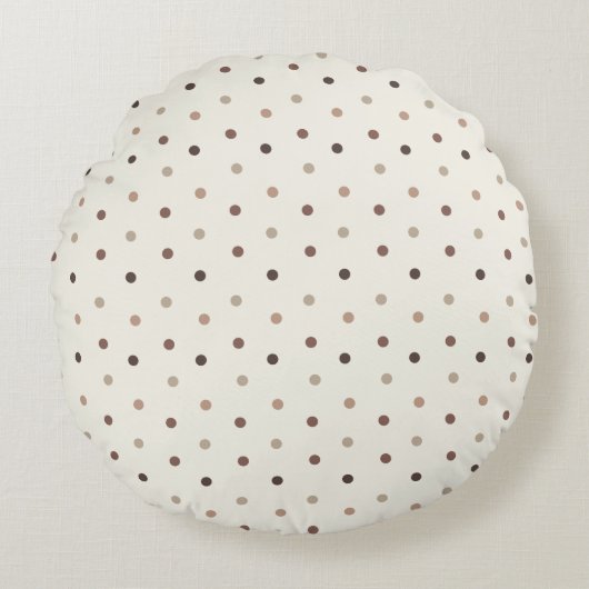 Baby polka dot patroon in bruine tinten rond kussen (Voorkant)