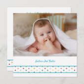 Baby Polka Dots Custom Photo Naming Ceremony Aankondiging (Voorkant / Achterkant)